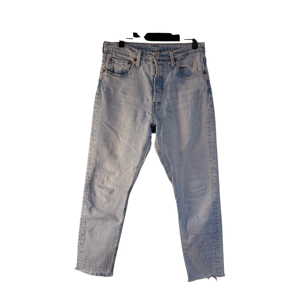 Levis Premium 501 90s Big E light wash straight leg jeans W29 L28 raw hem